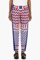 Alexander Mcqueen Blue Check And Stripe Print Trousers