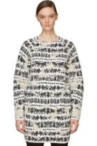 Alexander Mcqueen Black And White Distressed Motif Sweater Dress
