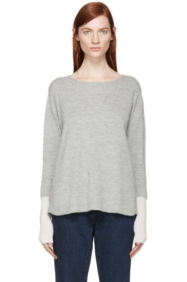 Aalto Grey And Pink Alpaca Wool Paneled Sweater
