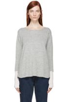 Aalto Grey And Pink Alpaca Wool Paneled Sweater