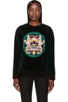 Mary Katrantzou Green Velvet Embellished Jumbar Pullover