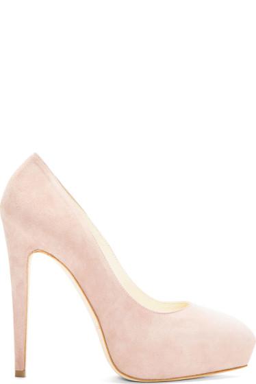 Brian Atwood Nude Suede Platform Obsession Pumps