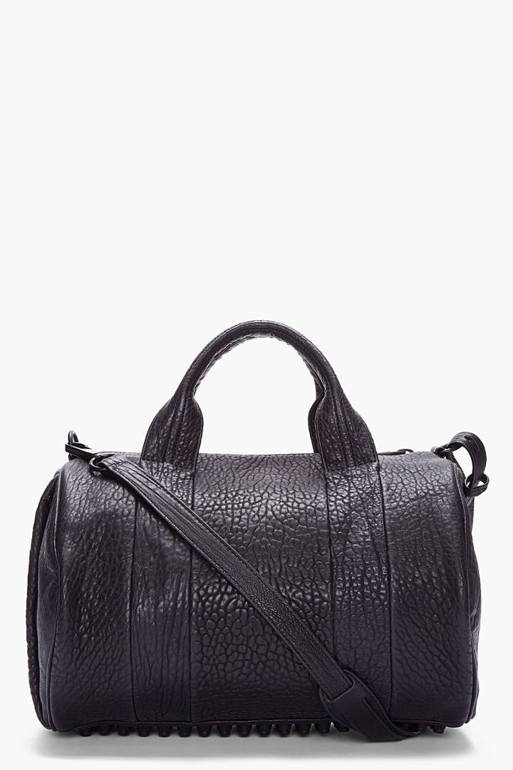 Alexander Wang Black Leather Rocco Studded Duffle Bag