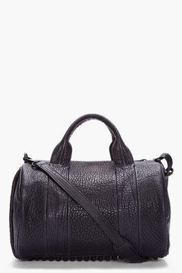 Alexander Wang Black Leather Rocco Studded Duffle Bag