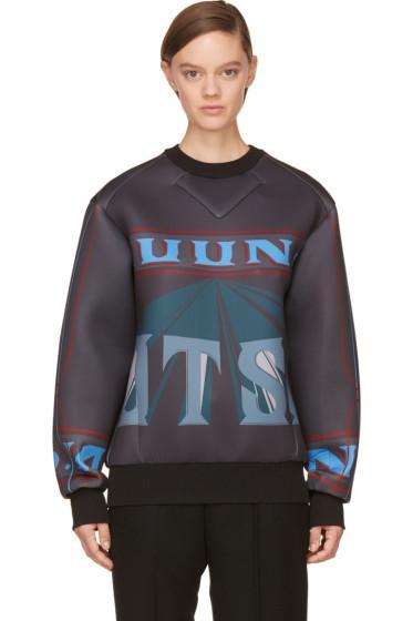 Juun.j Grey Neoprene Logo Pullover