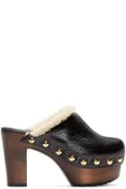 Giuseppe Zanotti Black Shearling Clog Mules