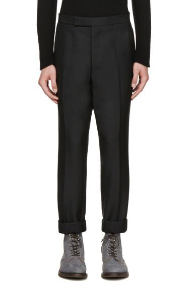 Thom Browne Black Wool Tapered Trousers