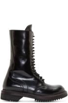 Rick Owens Black Leather Army Boots