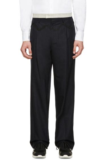 Kolor Navy Embroidered Wool Trousers
