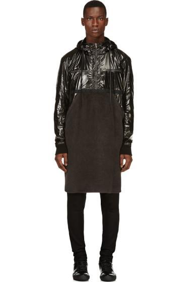 Damir Doma Black Fleece And Nylon Runway Coat