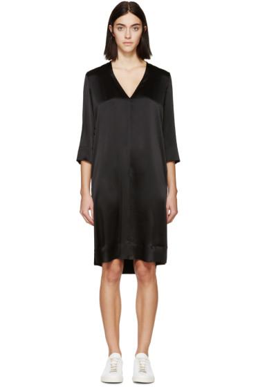 Raquel Allegra Black Silk V-neck Dress