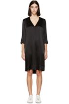 Raquel Allegra Black Silk V-neck Dress