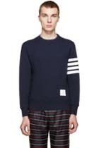 Thom Browne Navy Striped Sleeve Sweatshirt