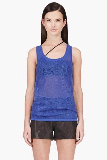Richard Nicoll Blue Mesh Tank Top