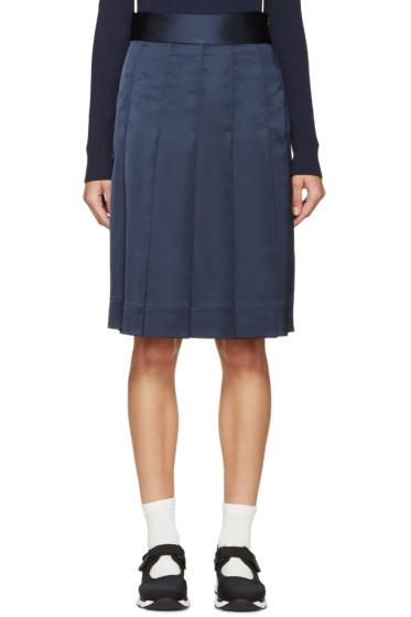 Nomia Navy Pleated Satin Skirt