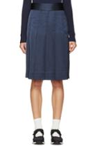 Nomia Navy Pleated Satin Skirt