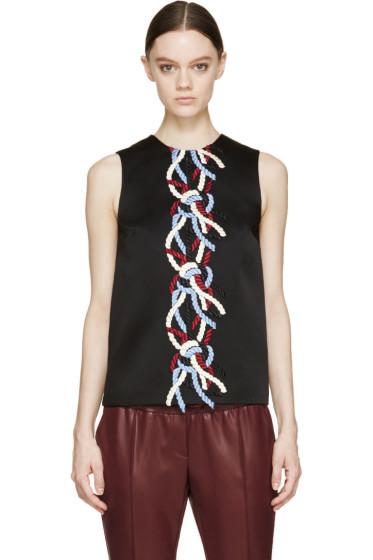 Christopher Kane Black Rope Embroidered Tank Top