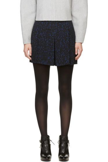 Proenza Schouler Black And Blue Splatter Print Hybrid Shorts