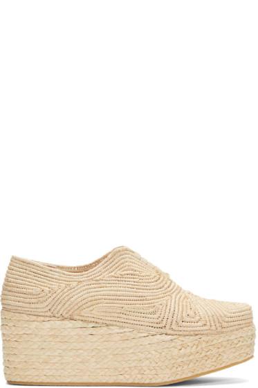 Robert Clergerie Tan Rafia Flatform Pinto Shoes