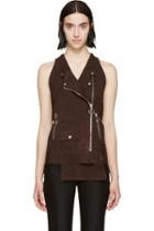 Costume National Brown Suede Biker Vest