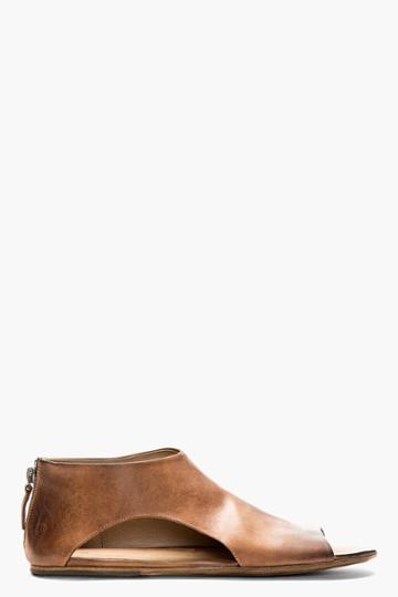 Marsll Brown Leather Cut-out Sandals