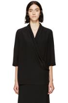 Stella Mccartney Black Silk Draped Wrap Blouse