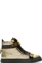 Giuseppe Zanotti Gold Croc-embossed High-top Sneakers