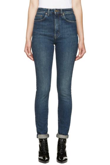 Saint Laurent Blue High-waisted Skinny Jeans