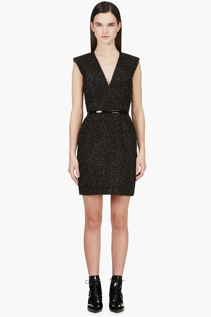 Saint Laurent Black Encrusted Sleeveless Dress