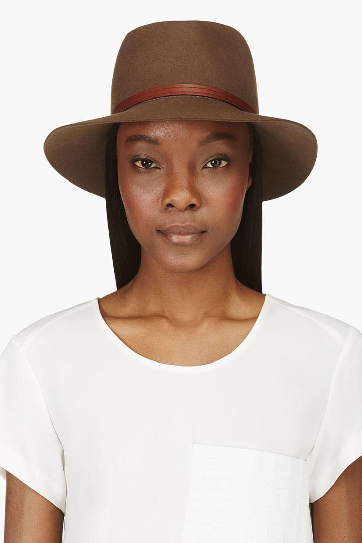 Rag And Bone Brown Felt Leather Band Fedora Hat