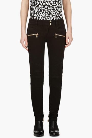 Balmain Black Zipped Biker Jeans