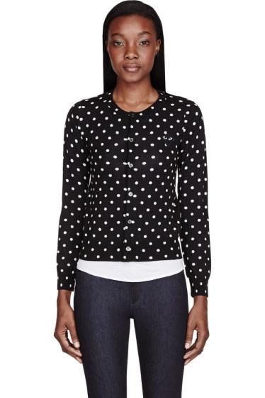 Comme Des Garçons Play Black Polka Dot Cardigan