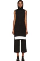 Calvin Klein Collection Black And White Ribbed Knit Arto Turtleneck