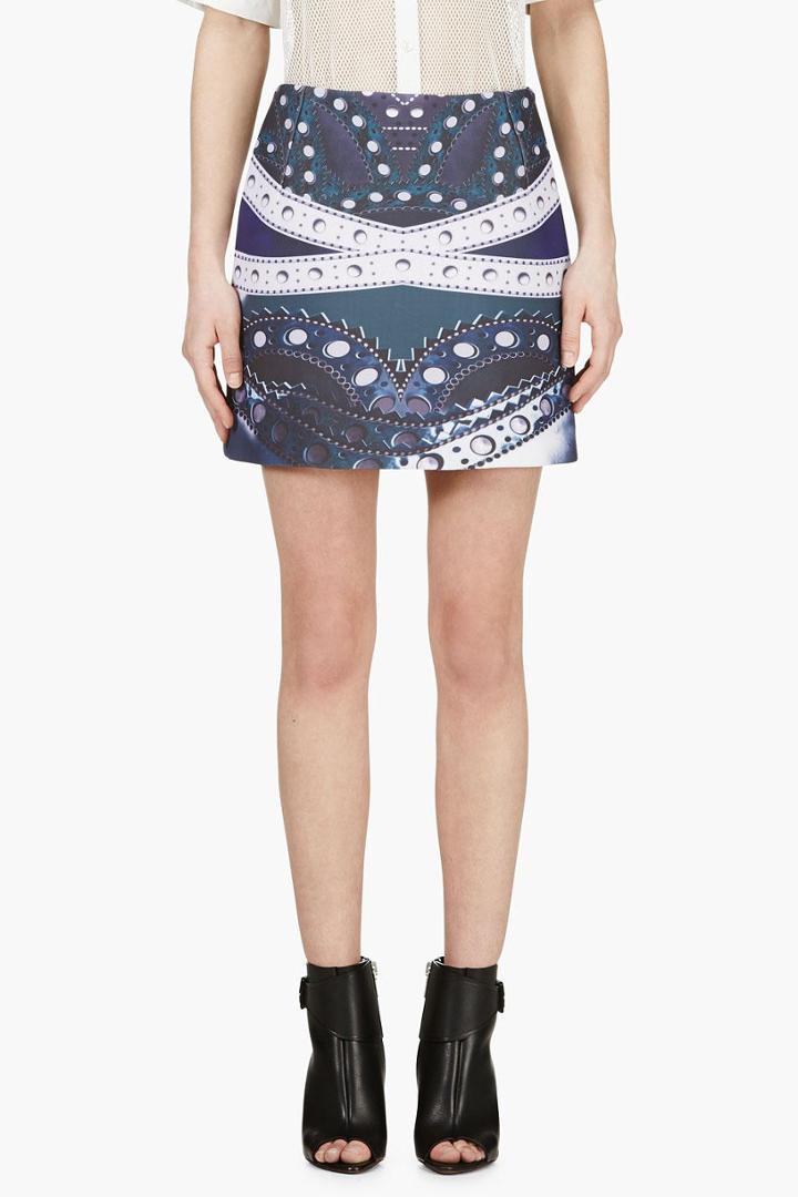 Mary Katrantzou Blue Maroon Printed Kal Skirt