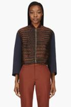 Stella Mccartney Blue And Brown Fif Croc Bomber Jacket