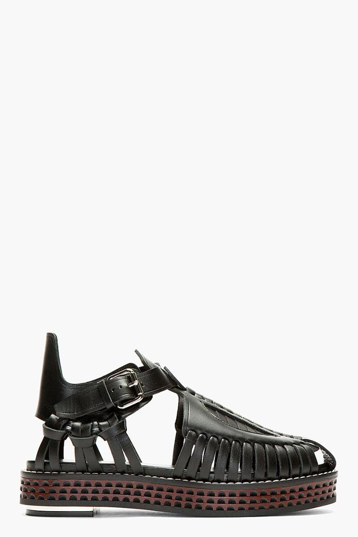 Proenza Schouler Black Leather Woven Sandals