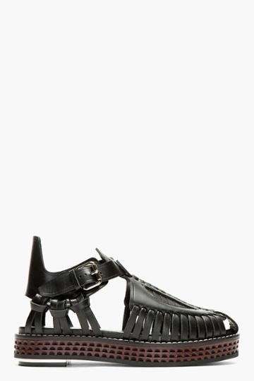 Proenza Schouler Black Leather Woven Sandals