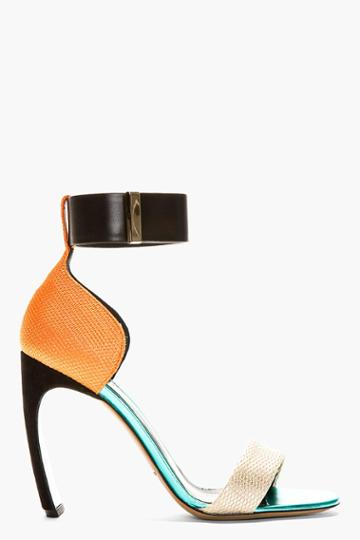 Nicholas Kirkwood Orange And Gold Horn Heel Sandals