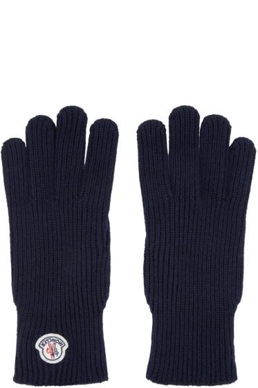 Moncler Navy Knit Gloves