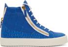 Giuseppe Zanotti Blue Croc-embossed High-top London Sombry Sneakers
