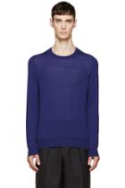 Maison Margiela Blue Cashmere Crewneck Sweater