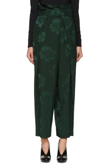 Stella Mccartney Green Floral Jacquard Gathered Trousers