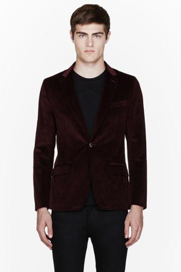 Band Of Outsiders Burgundy Wine Corduroy Blazer