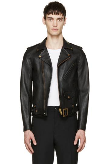 Blackmeans Black Leather Biker Jacket