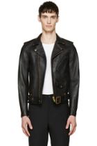 Blackmeans Black Leather Biker Jacket