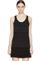 Neil Barrett Black Jersey And Satin Pleated Band Tank Top