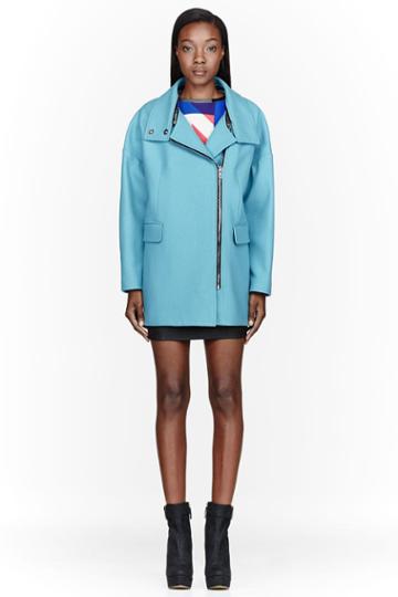 Msgm Sky Blue Wool Coat