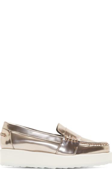 Pierre Hardy Pewter Metallic Penny Loafers