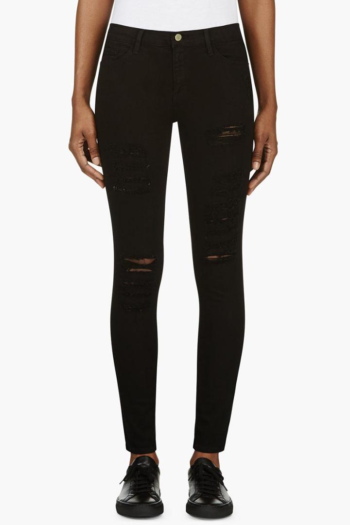 Frame Denim Black Le Color Ripped Jeans