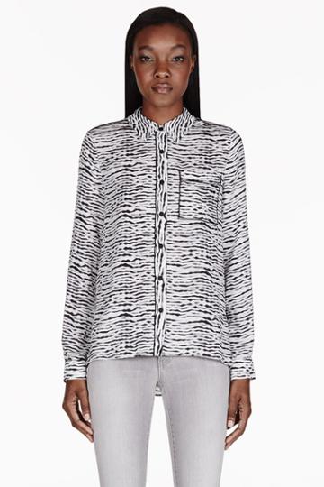 Proenza Schouler Black And White Shibori Print Blouse